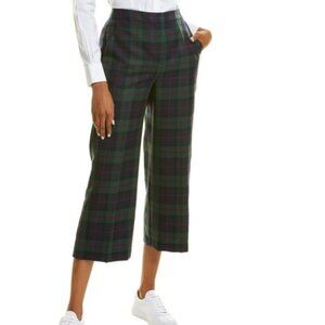 Brooks Brothers Red Fleece Cropped Pants Navy Gray Gingham Womens 12 Wool Career